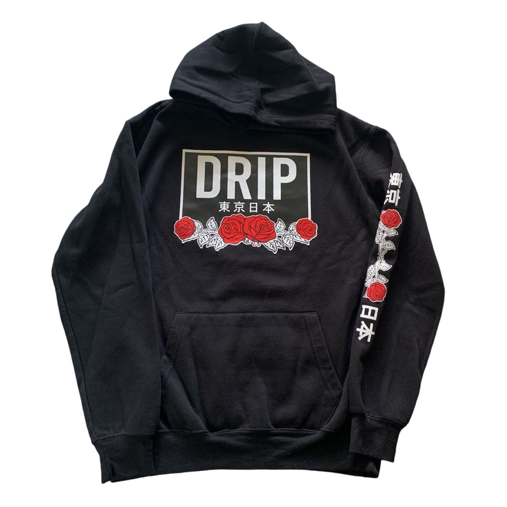 Eighty Eight Drip sweater pull over XL men or women black red roses 🌹